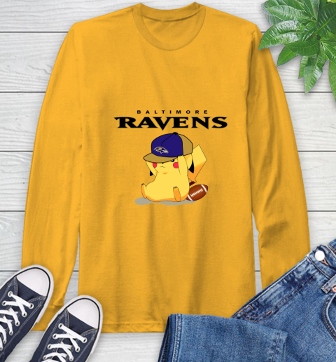NFL Pikachu Football Sports Baltimore Ravens Long Sleeve T-Shirt 3