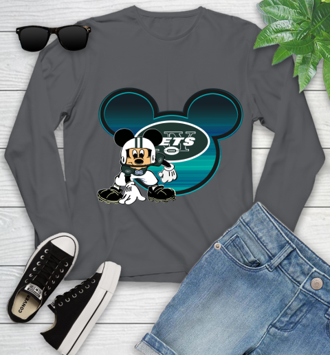 NFL New York Jets Mickey Mouse Disney Football T Shirt Youth Long Sleeve 8