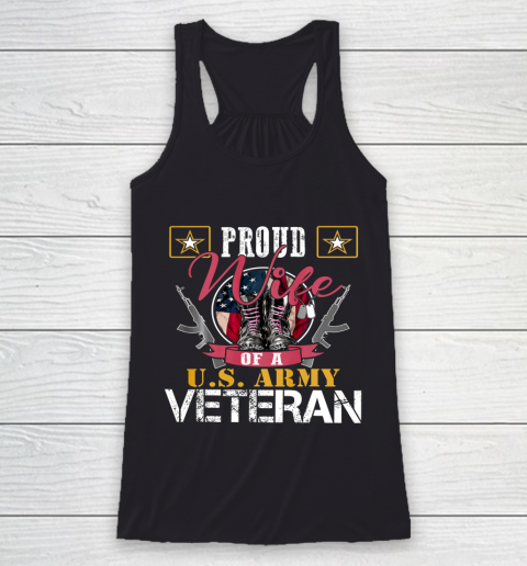 Veteran Shirt Vintage Proud Wife Of A U S Army Veteran Racerback Tank