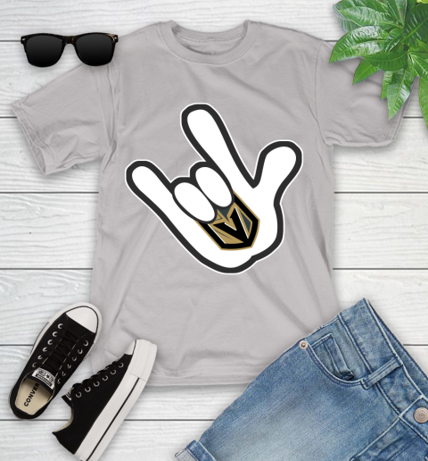 Vegas Golden Knights NHL Hockey Mickey Rock Hand Disney Youth T-Shirt 12