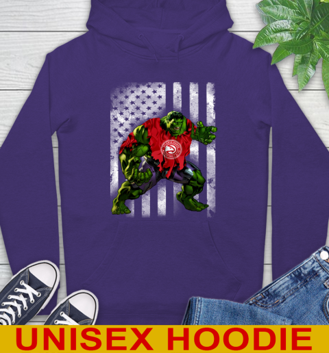 Atlanta Hawks Hulk Marvel Avengers NBA Basketball American Flag Hoodie - Image 6