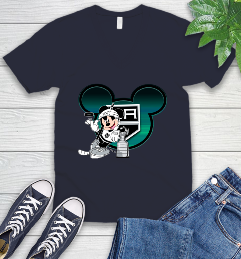 NHL Los Angeles Kings Stanley Cup Mickey Mouse Disney Hockey T Shirt V-Neck T-Shirt 3