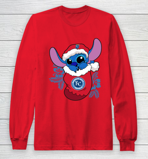 Kansas City Royals Christmas Stitch In The Sock Funny Disney MLB Long Sleeve T-Shirt 10