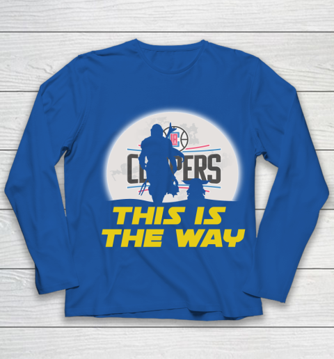 LA Clippers NBA Basketball Star Wars Yoda And Mandalorian This Is The Way Youth Long Sleeve 7