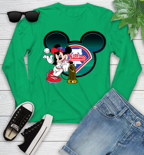 MLB Philadelphia Phillies The Commissioner's Trophy Mickey Mouse Disney Youth Long Sleeve 6