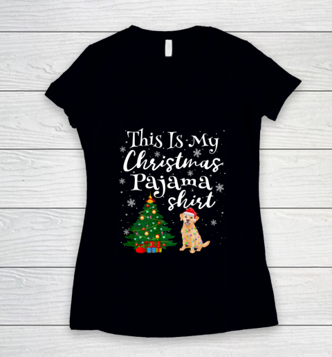 This is my Christmas Pajama Shirt Labrador Lover Dog Women's V-Neck T-Shirt