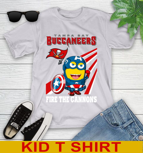 NFL Football Tampa Bay Buccaneers Captain America Marvel Avengers Minion Shirt Youth T-Shirt 4
