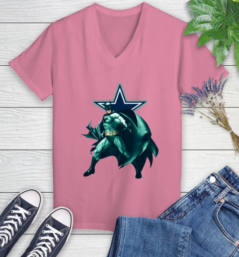 NFL Batman Football Sports Dallas Cowboys Women's V-Neck T-Shirt 13