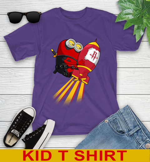 NBA Basketball Houston Rockets Deadpool Minion Marvel Shirt Youth T-Shirt 4 NBA Basketball Houston Rockets Deadpool Minion Marvel Shirt Youth T-Shirt - Image 4