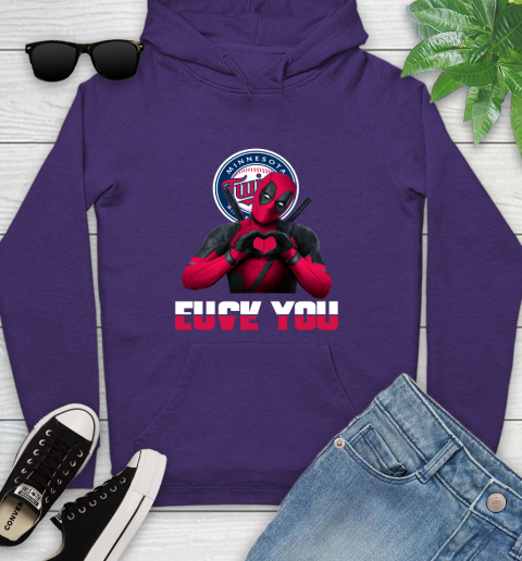 MLB Minnesota Twins Deadpool Love You Fuck You Baseball Sports Youth Hoodie 5