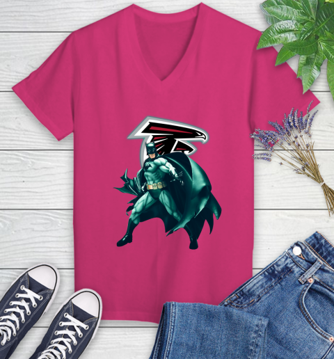 NFL Batman Football Sports Atlanta Falcons Women's V-Neck T-Shirt 9