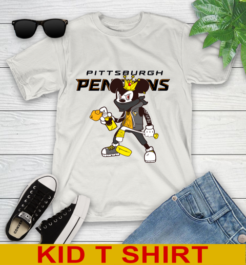 Pittsburgh Penguins NHL Hockey Mickey Peace Sign Sports Youth T-Shirt 12