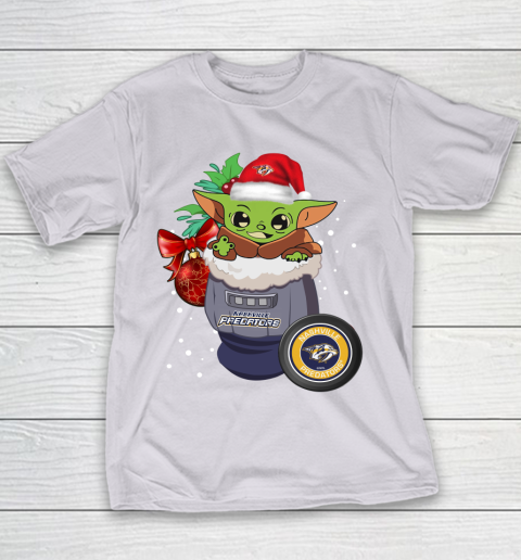 Nashville Predators Christmas Baby Yoda Star Wars Funny Happy NHL Youth T-Shirt 5