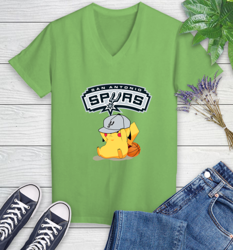 NBA Pikachu Basketball Sports San Antonio Spurs Women's V-Neck T-Shirt 11