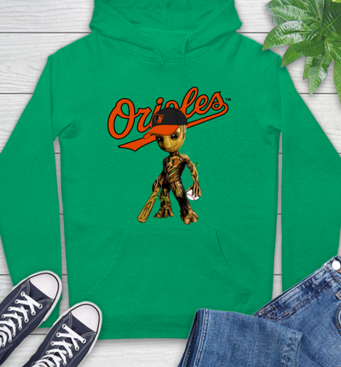 MLB Baltimore Orioles Groot Guardians Of The Galaxy Baseball Hoodie 8