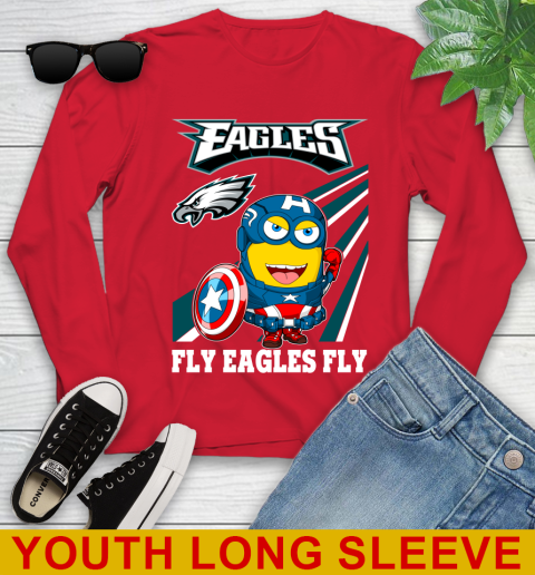 NFL Football Philadelphia Eagles Captain America Marvel Avengers Minion Shirt Youth Long Sleeve 11
