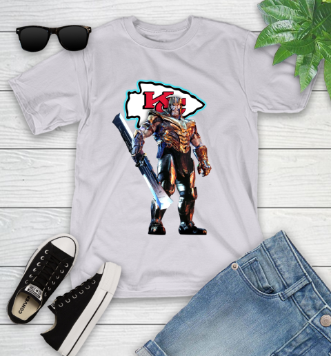 NFL Thanos Gauntlet Avengers Endgame Football Kansas City Chiefs Youth T-Shirt 4