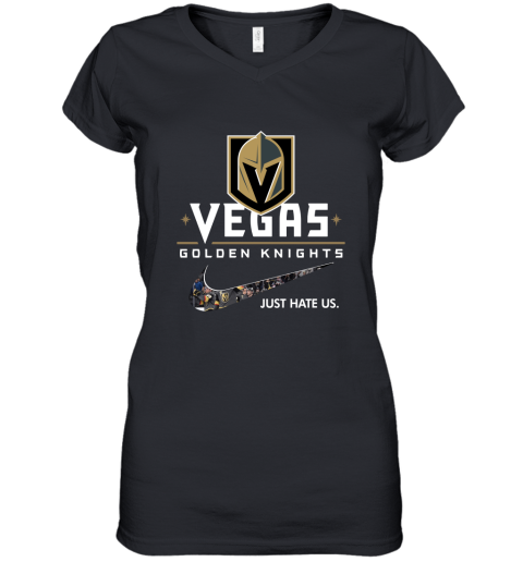 NHL Team Vegas Golden Knights x Nike Just Hate Us Hockey Women's V-Neck T-Shirt