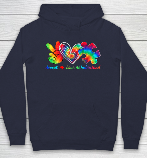 Autism Awareness Accept Understand Love Autism Mom Tie Dye Fitted Hoodie 2