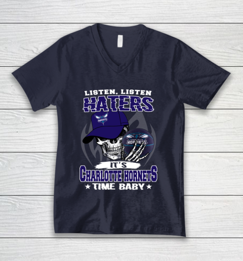 Listen Haters It is HORNETS Time Baby NBA V-Neck T-Shirt 2