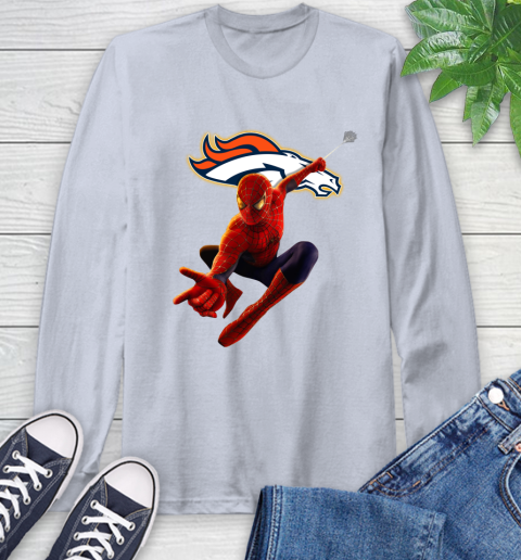 NFL Spider Man Avengers Endgame Football Denver Broncos Long Sleeve T-Shirt 6