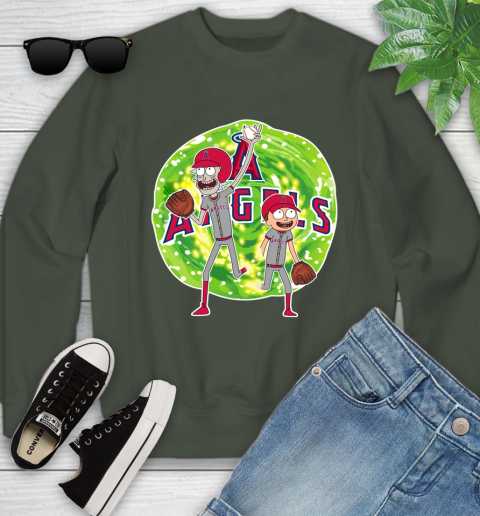 MLB Los Angeles Angels Rick And Morty Baseball Sports Youth Sweatshirt 10