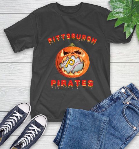 MLB Pittsburgh Pirates Halloween Pumpkin Baseball Sports T-Shirt 2