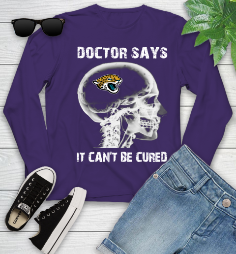 NFL Jacksonville Jaguars Football Skull It Can't Be Cured Shirt Youth Long Sleeve 4