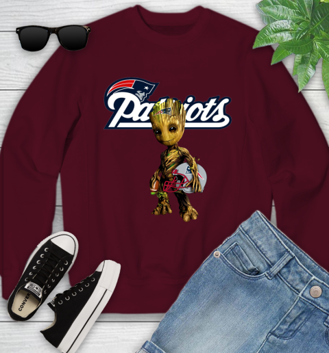 New England Patriots NFL Football Groot Marvel Guardians Of The Galaxy Youth Sweatshirt 5