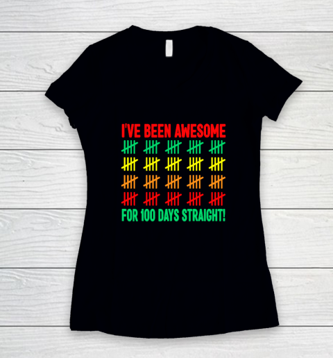 100 Days of School Shirt Kids 100th Day of School Women's V-Neck T-Shirt