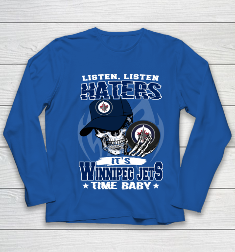 Listen Haters It is JETS Time Baby NHL Youth Long Sleeve - Image 8