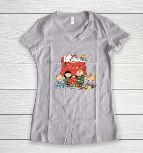 Peanuts Snoopy Christmas Shirt Women's V-Neck T-Shirt