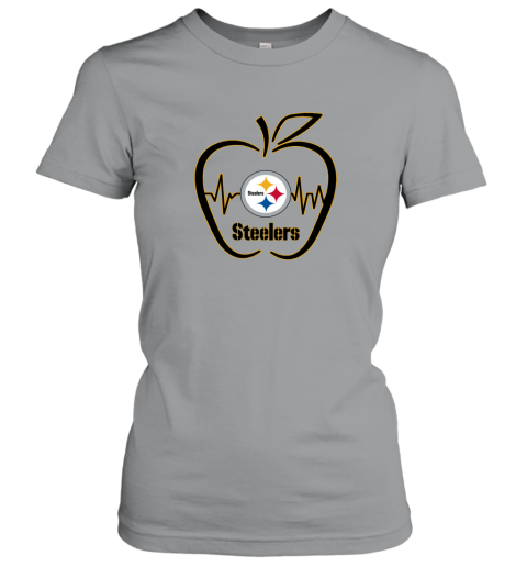 Apple Heartbeat Teacher Symbol Pittsburg Steelers Long Sleeve T