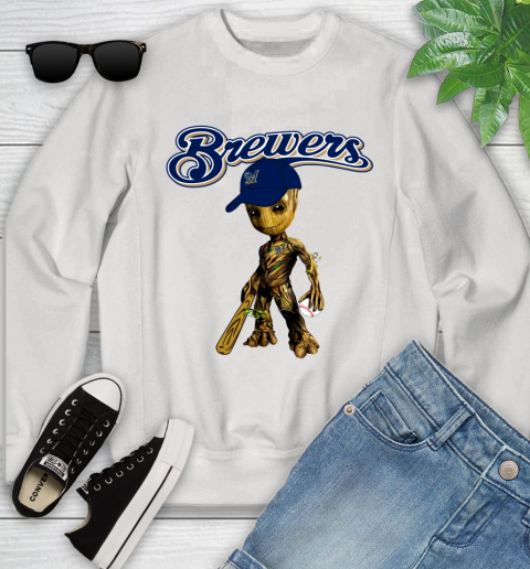 MLB Milwaukee Brewers Groot Guardians Of The Galaxy Baseball Youth Sweatshirt