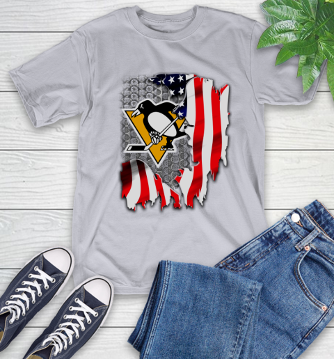 Pittsburgh Penguins NHL Hockey American Flag T-Shirt 6