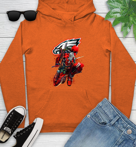 NFL Deadpool Marvel Comics Sports Football Philadelphia Eagles Youth Hoodie 5