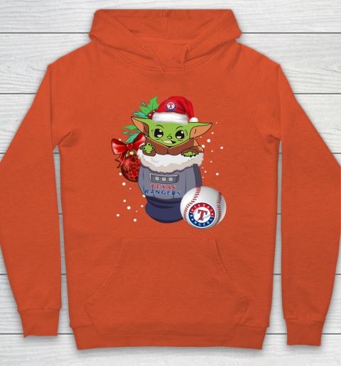 Texas Rangers Christmas Baby Yoda Star Wars Funny Happy MLB Hoodie 5