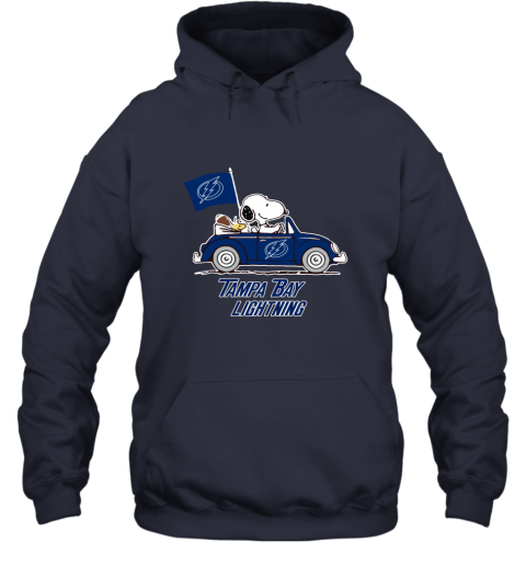 Snoopy And Woodstock Ride The Tampa Bay Lightnings Car ms3y snoopy and woodstock ride the tampa bay lightnings car hoodie 23 front navy