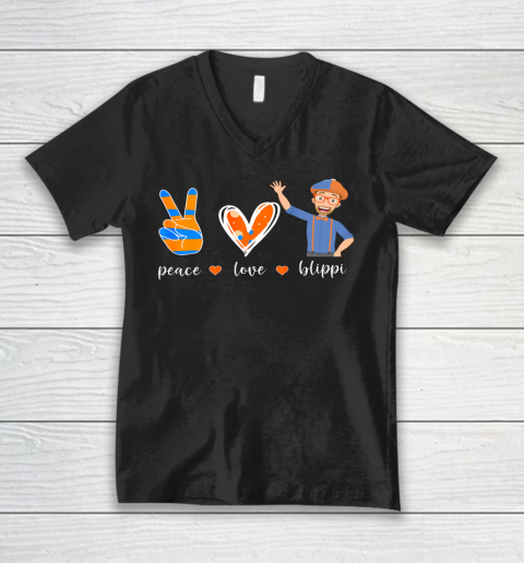Peace Love Blippis Funny Lover V-Neck T-Shirt