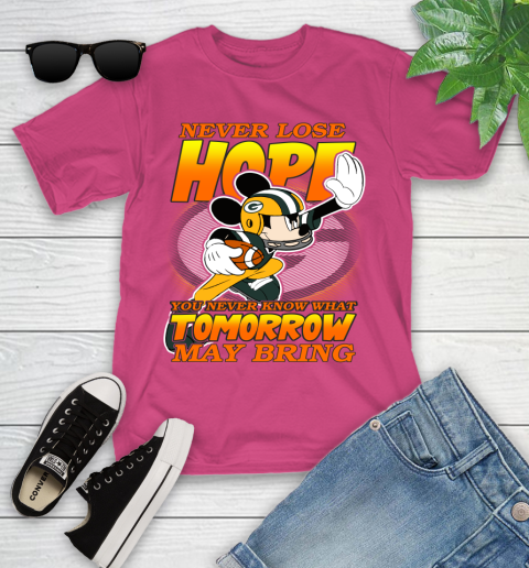 Green Bay Packers NFL Football Mickey Disney Never Lose Hope Youth T-Shirt 11