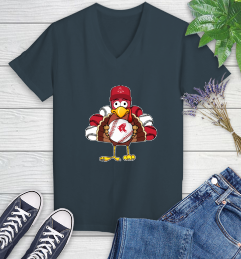 Boston Red Sox Turkey thanksgiving Women's V-Neck T-Shirt 8