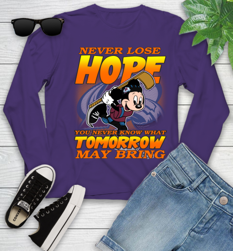Colorado Avalanche NHL Hockey ootball Mickey Disney Never Lose Hope Youth Long Sleeve 4