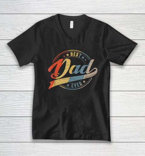 Mens Retro Vintage Best Dad Ever Father Daddy Father's Day V-Neck T-Shirt