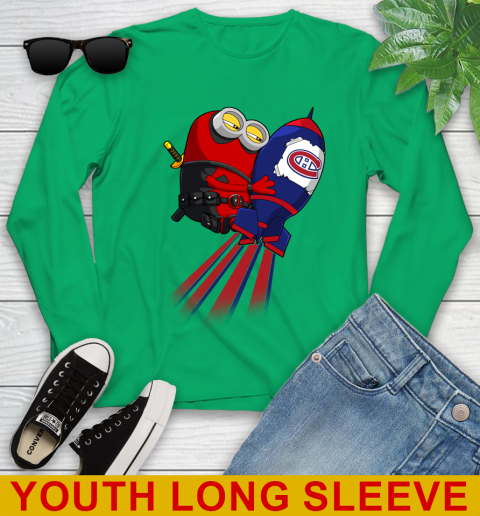NHL Hockey Montreal Canadiens Deadpool Minion Marvel Shirt Youth Long Sleeve 7