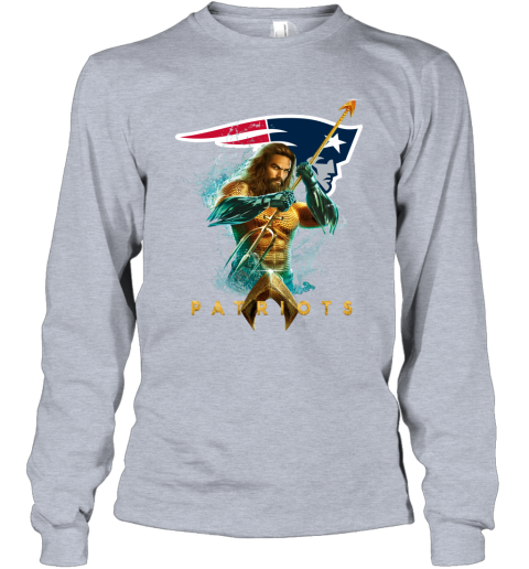 NFL New England Patriots Aquaman DC Football Sports YzopRXXoXXV long sleeve tee 14 95 151514 front sport grey