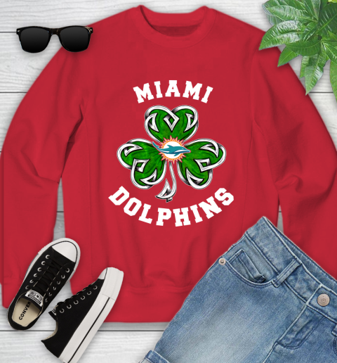 NFL Miami Dolphins Three Leaf Clover St Patrick's Day Football Sports Youth Sweatshirt 8