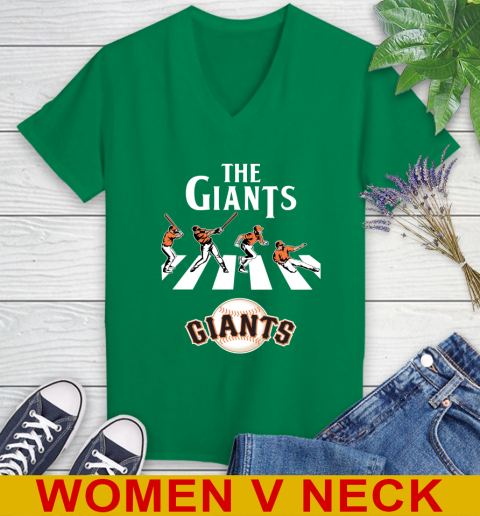 MLB Baseball San Francisco Giants The Beatles Rock Band Shirt Women's V-Neck T-Shirt 5