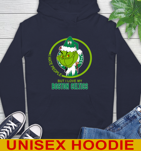 Boston Celtics NBA Christmas Grinch I Hate People But I Love My Favorite Basketball Team Hoodie 4