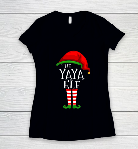 Yaya Elf Family Matching Group Christmas Gift Funny Women's V-Neck T-Shirt