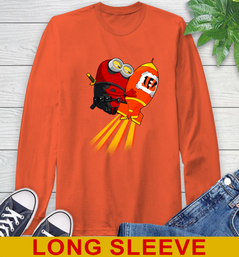 NFL Football Cincinnati Bengals Deadpool Minion Marvel Shirt Long Sleeve T-Shirt 4